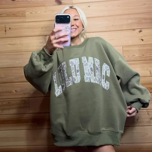 Green Camo Lulu Mac Sweatshirt NWT - Picture 2 of 4